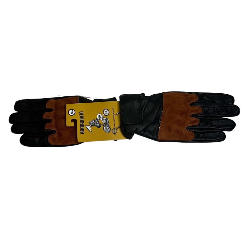 Gamamoto Marauders Motorcycle Gloves Black‎ Cognac Leather Suede XXL ST101MRBK